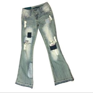 Almost Famous Patchwork Flare Jeans